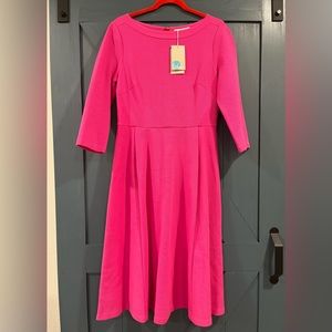 NWT Boden Maisy Ottoman Pink Fit and Flare MIDI Dress Size 8R